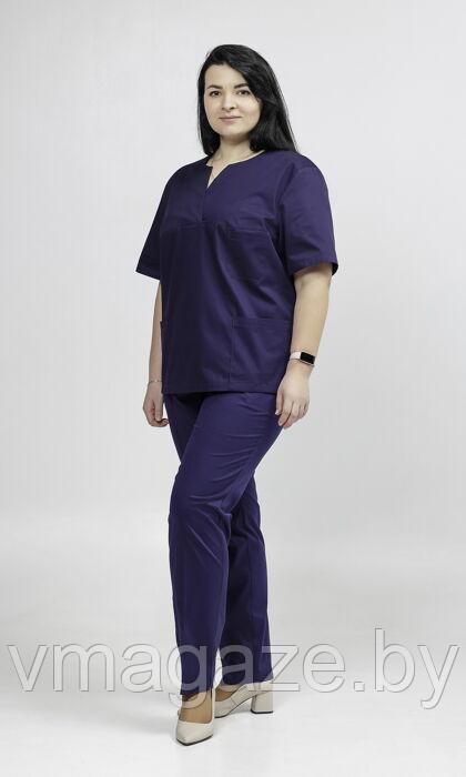 Медицинская женская блуза хирургичка (цвет темно-синий) - фото 5 - id-p198362395