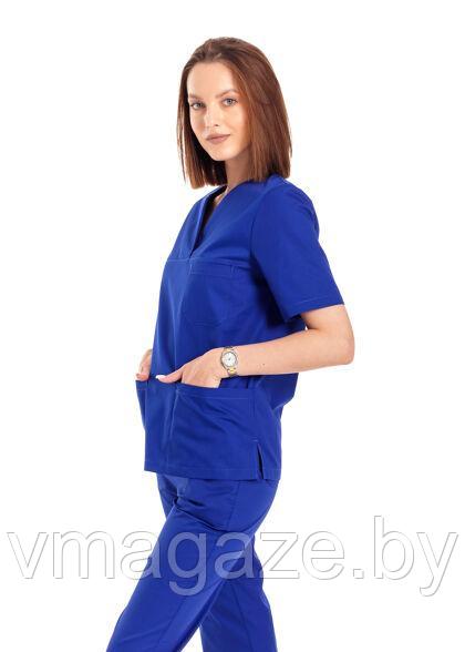 Медицинская женская блуза хирургичка (цвет синий) - фото 2 - id-p176475222