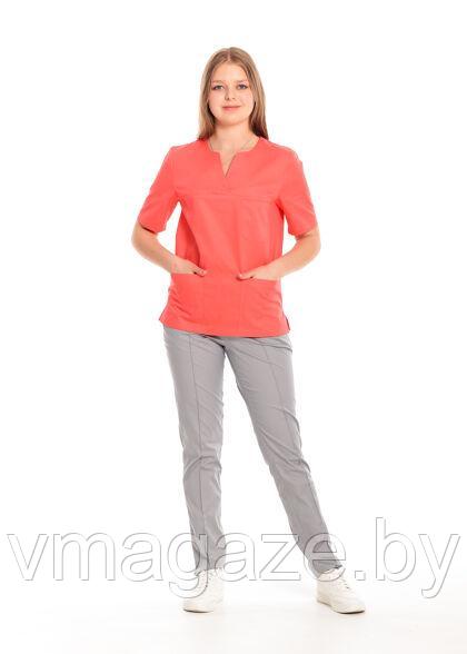 Медицинская женская блуза хирургичка (цвет коралловый) - фото 1 - id-p176497301