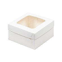 Коробка для зефира, тортов и пирожных со съемной крышкой и окном  (Россия, 120х120х60 мм) 070320