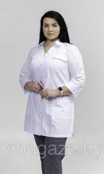 Медицинский жакет женский удлиненный (цвет белый) - фото 3 - id-p176497086
