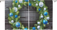 Шторы JoyArty Oxford DeLux Венок с новогодними шарами / pox_21486