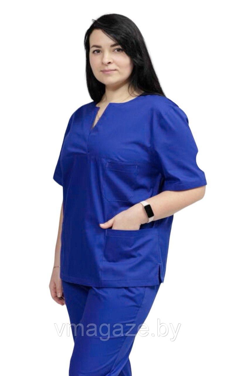 Медицинская женская блуза хирургичка (цвет синий) - фото 4 - id-p176475222