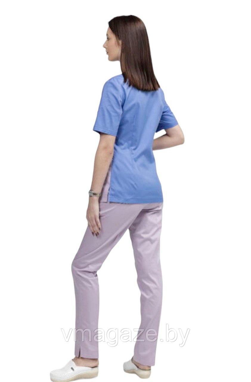 Медицинская женская блуза стрейч (цвет лилово-голубой) - фото 2 - id-p176471421