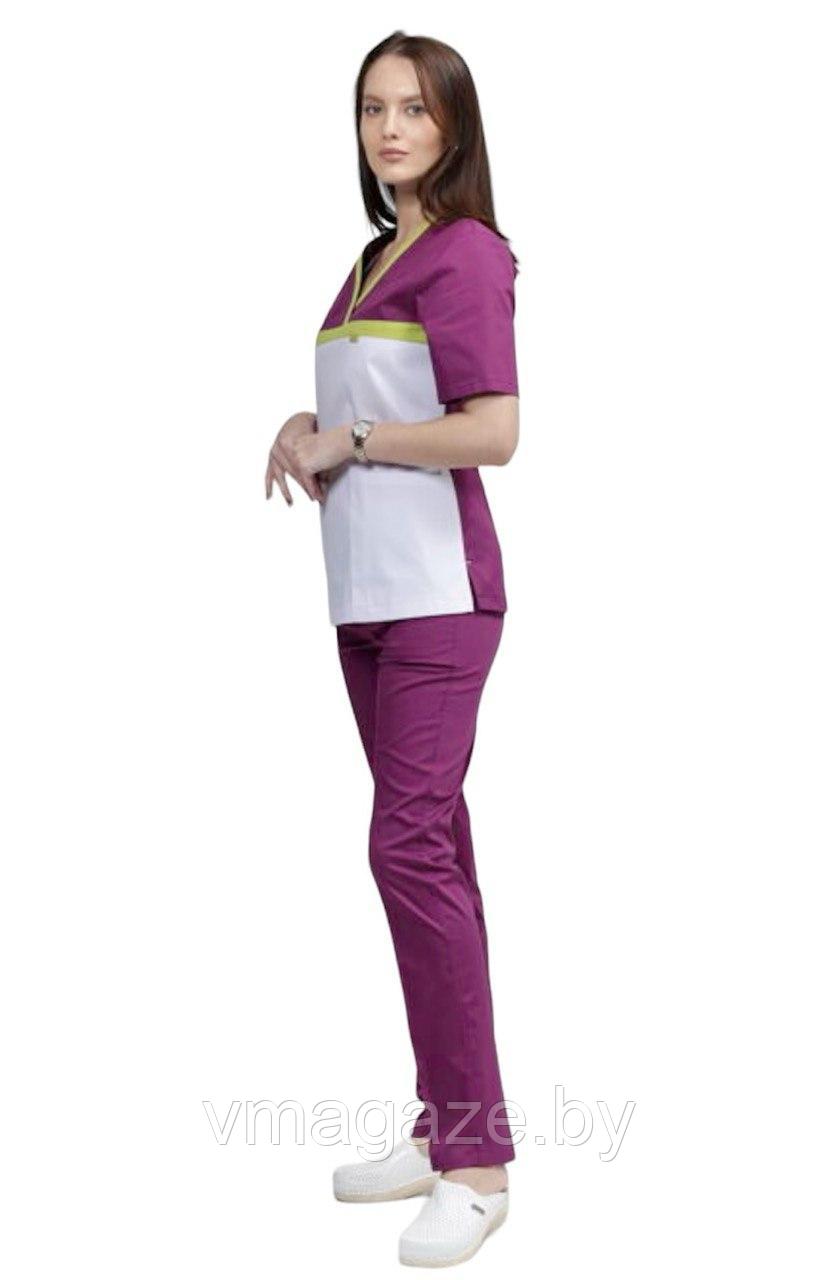 Медицинская женская блуза стрейч (цвет баклажан) - фото 3 - id-p176438319