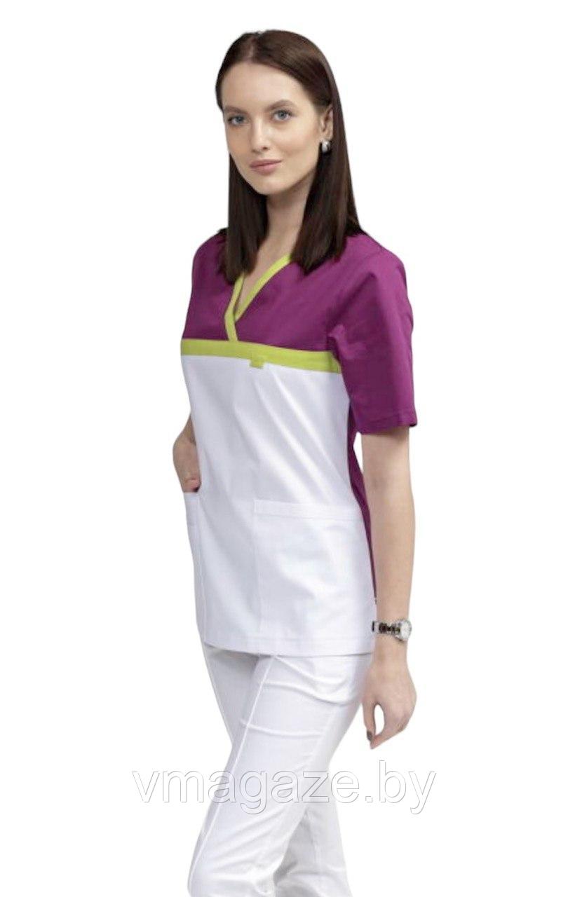 Медицинская женская блуза стрейч (цвет баклажан) - фото 6 - id-p176438319