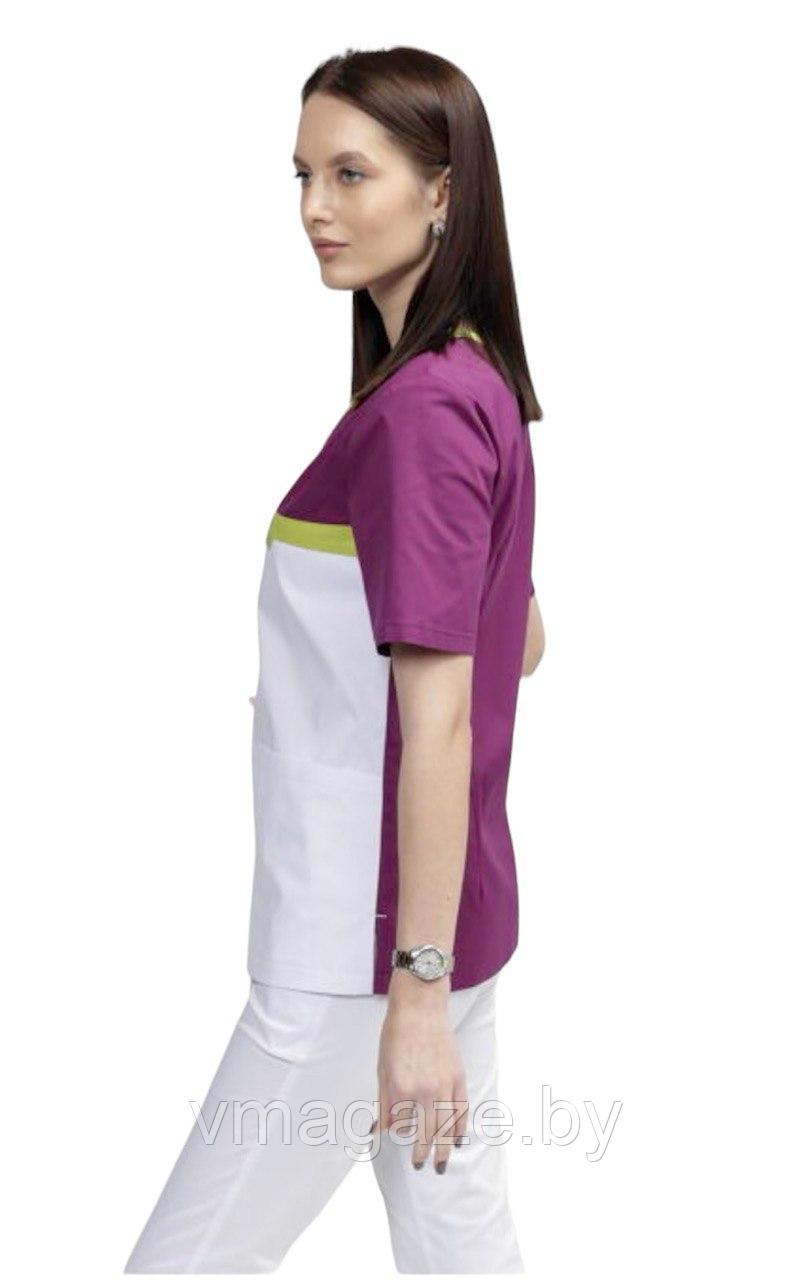 Медицинская женская блуза стрейч (цвет баклажан) - фото 7 - id-p176438319