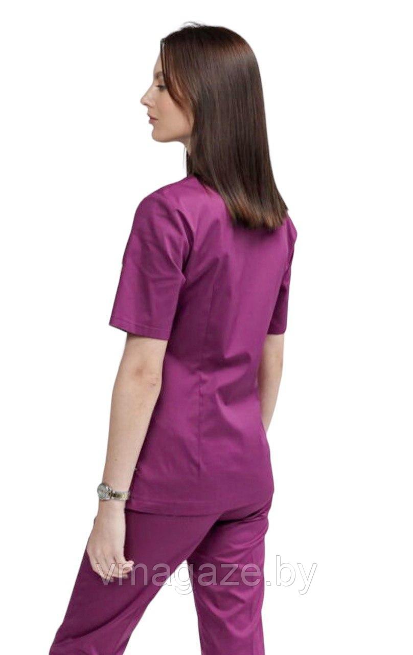Медицинская женская блуза стрейч (цвет баклажан) - фото 10 - id-p176438319