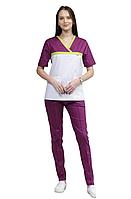 Медицинская женская блуза стрейч (цвет баклажан)