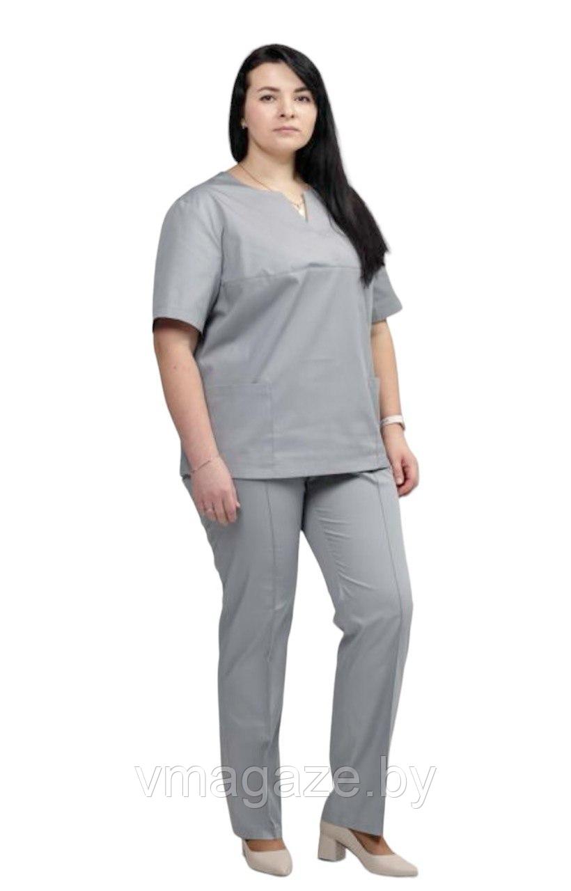 Медицинская женская блуза хирургичка (цвет серый) - фото 2 - id-p198357095