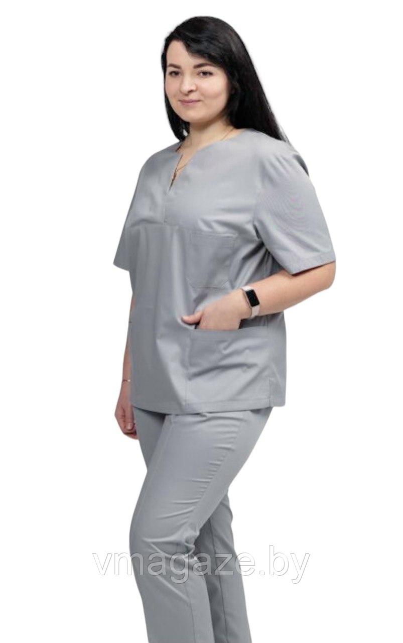 Медицинская женская блуза хирургичка (цвет серый) - фото 9 - id-p198357095