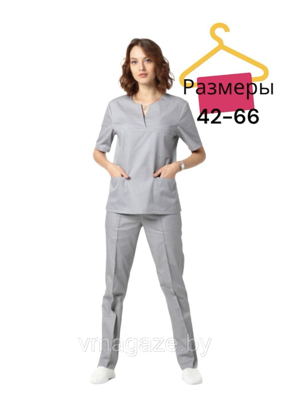 Медицинская женская блуза хирургичка (цвет серый) - фото 1 - id-p198357095