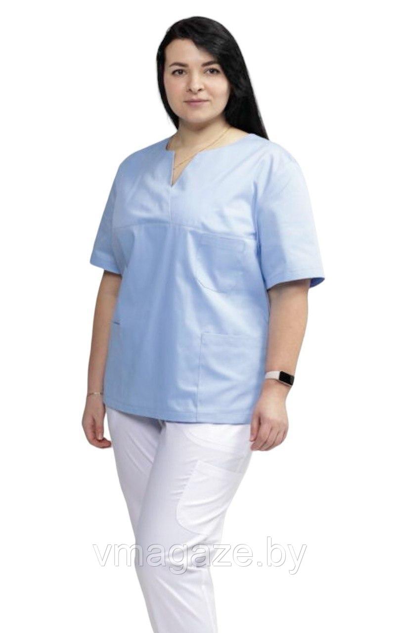 Медицинская женская блуза хирургичка (цвет голубой) - фото 6 - id-p198362045
