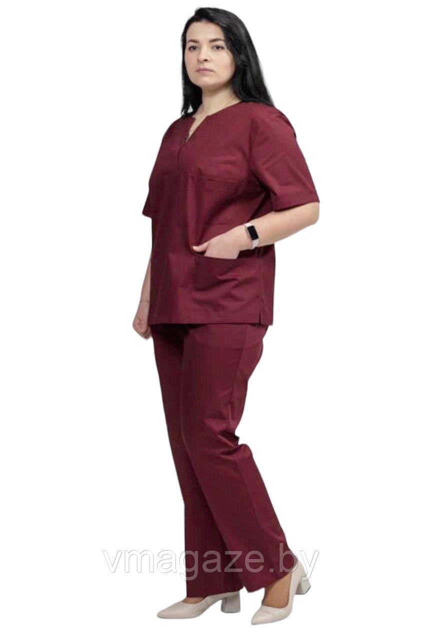 Медицинская женская блуза хирургичка (цвет бордовый) - фото 7 - id-p198359012