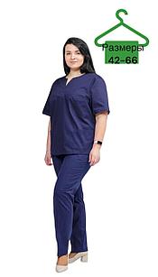 Медицинская женская блуза хирургичка (цвет темно-синий)