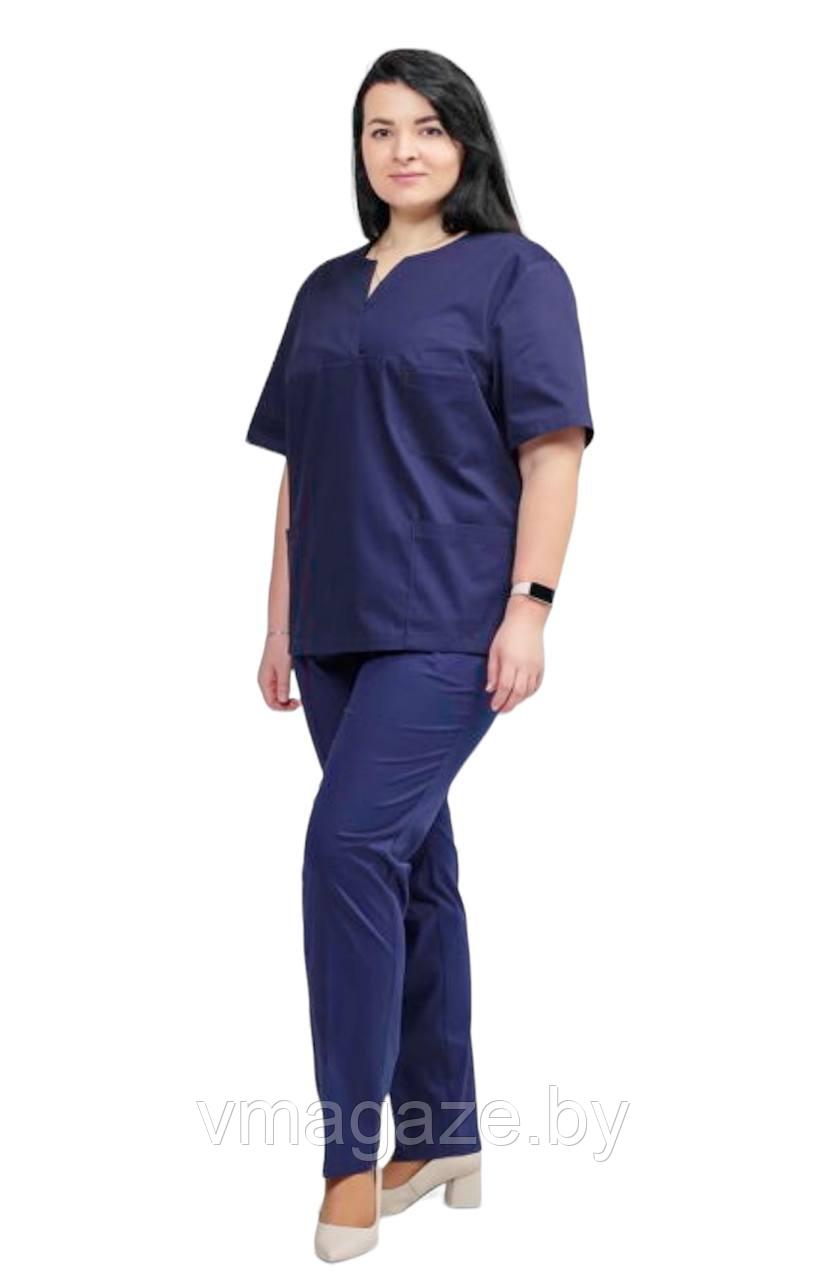Медицинская женская блуза хирургичка (цвет темно-синий) - фото 5 - id-p203594113