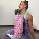 Ролик массажный для йоги и фитнеса UNIX Fit 45 см (розовый), фото 4