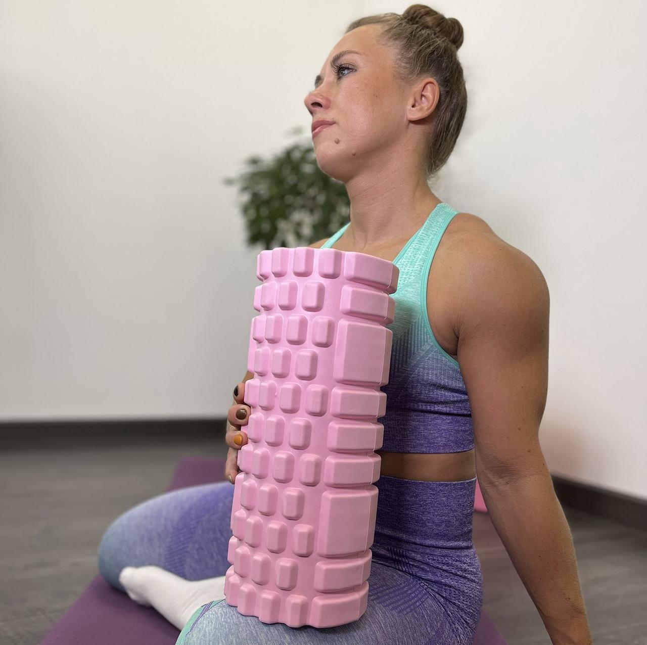 Ролик массажный для йоги и фитнеса UNIX Fit 45 см (розовый) - фото 4 - id-p226615397
