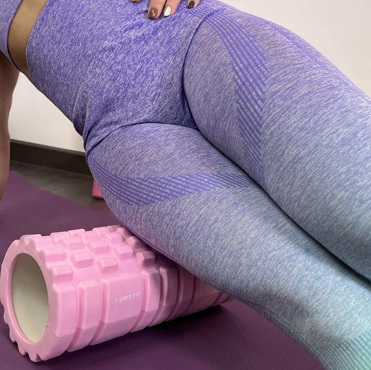 Ролик массажный для йоги и фитнеса UNIX Fit 45 см (розовый) - фото 6 - id-p226615397