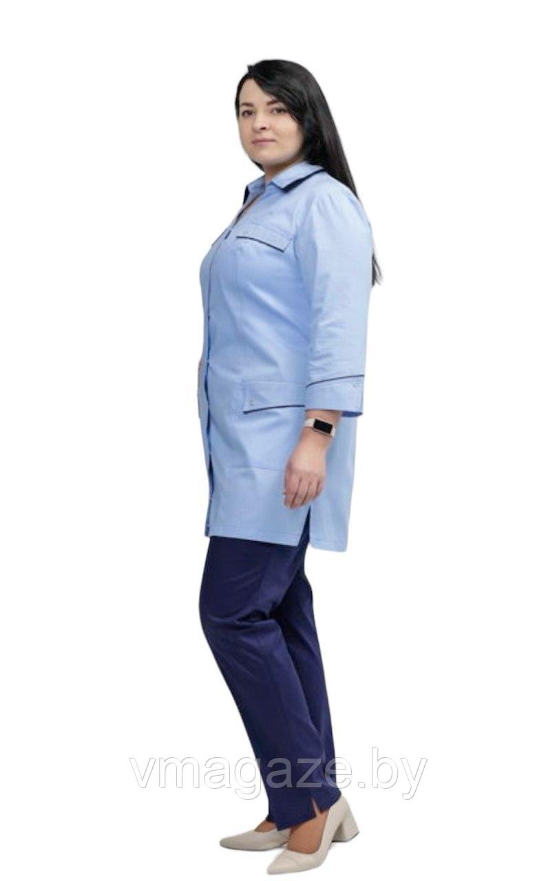 Медицинский жакет женский удлиненный (цвет голубой) - фото 2 - id-p227305798