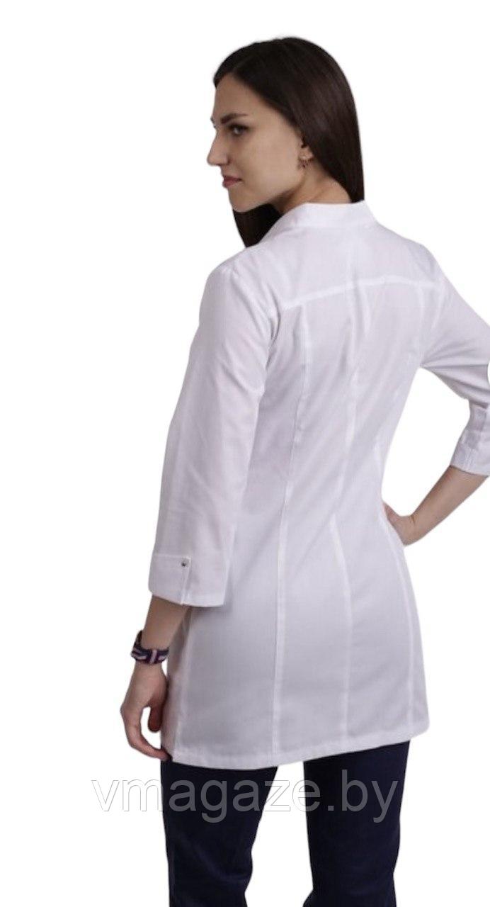 Медицинский жакет женский удлиненный (цвет белый) - фото 4 - id-p176497086