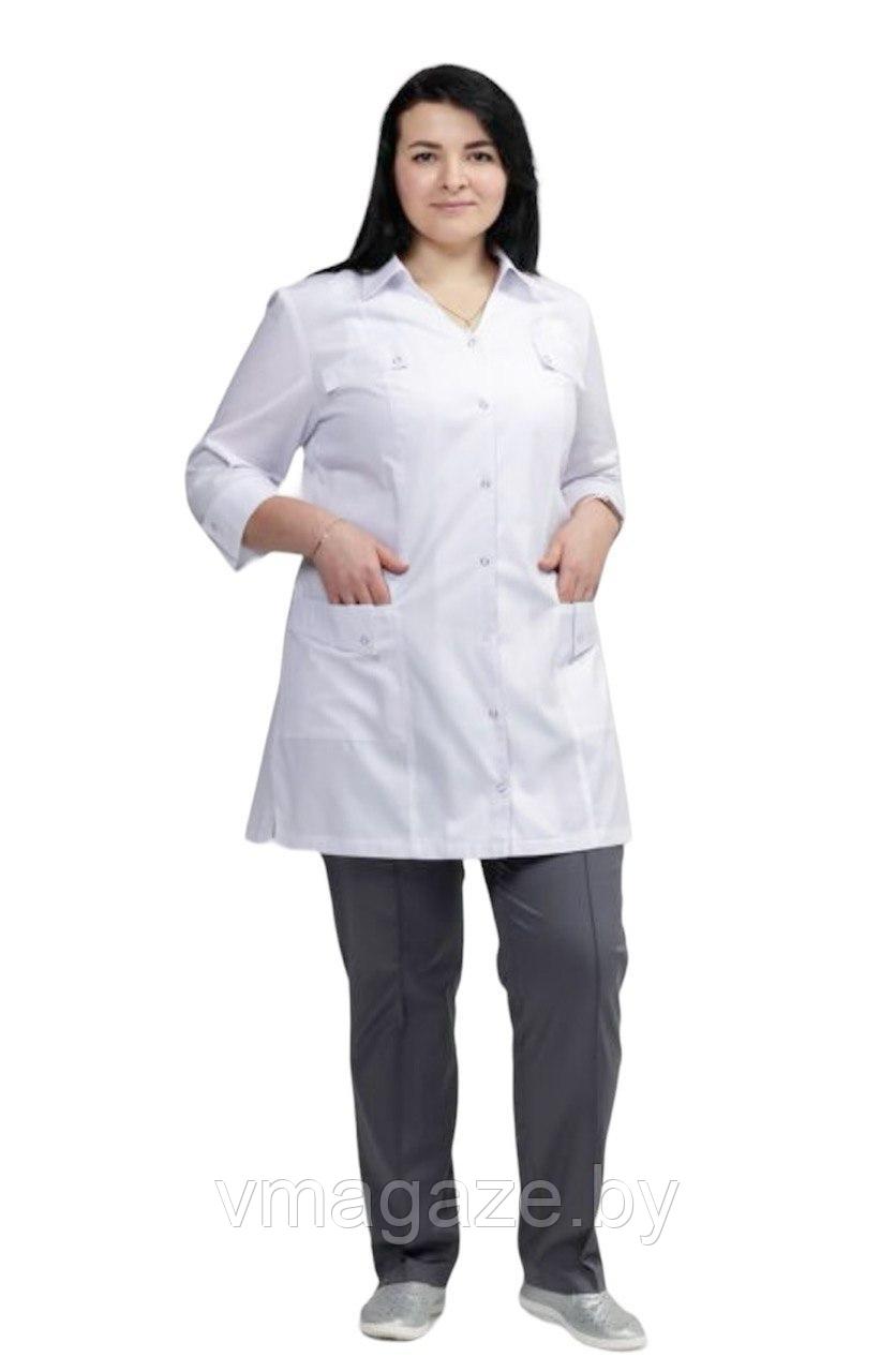 Медицинский жакет женский удлиненный (цвет белый) - фото 7 - id-p176497086