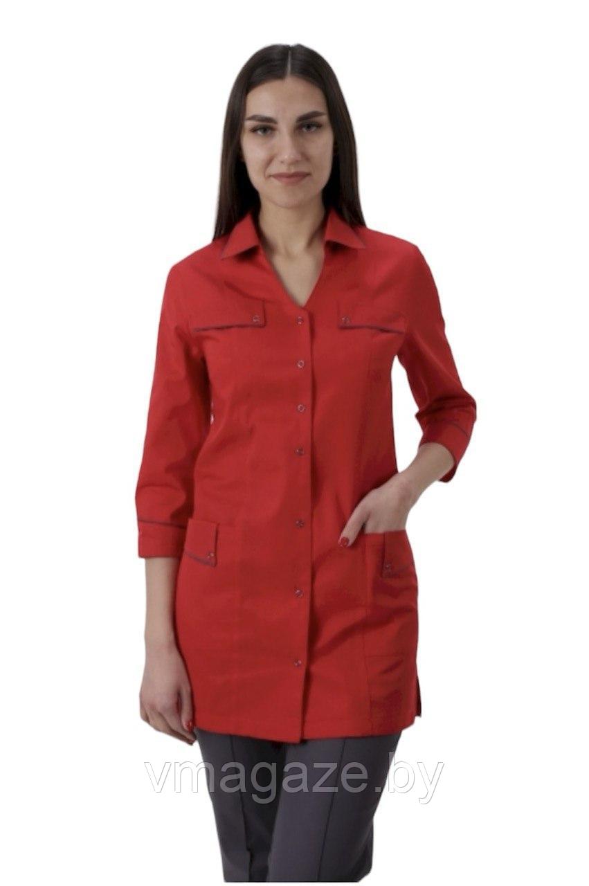 Костюм рабочий женский для персонала (отделка графит, цвет красный) - фото 4 - id-p204266139