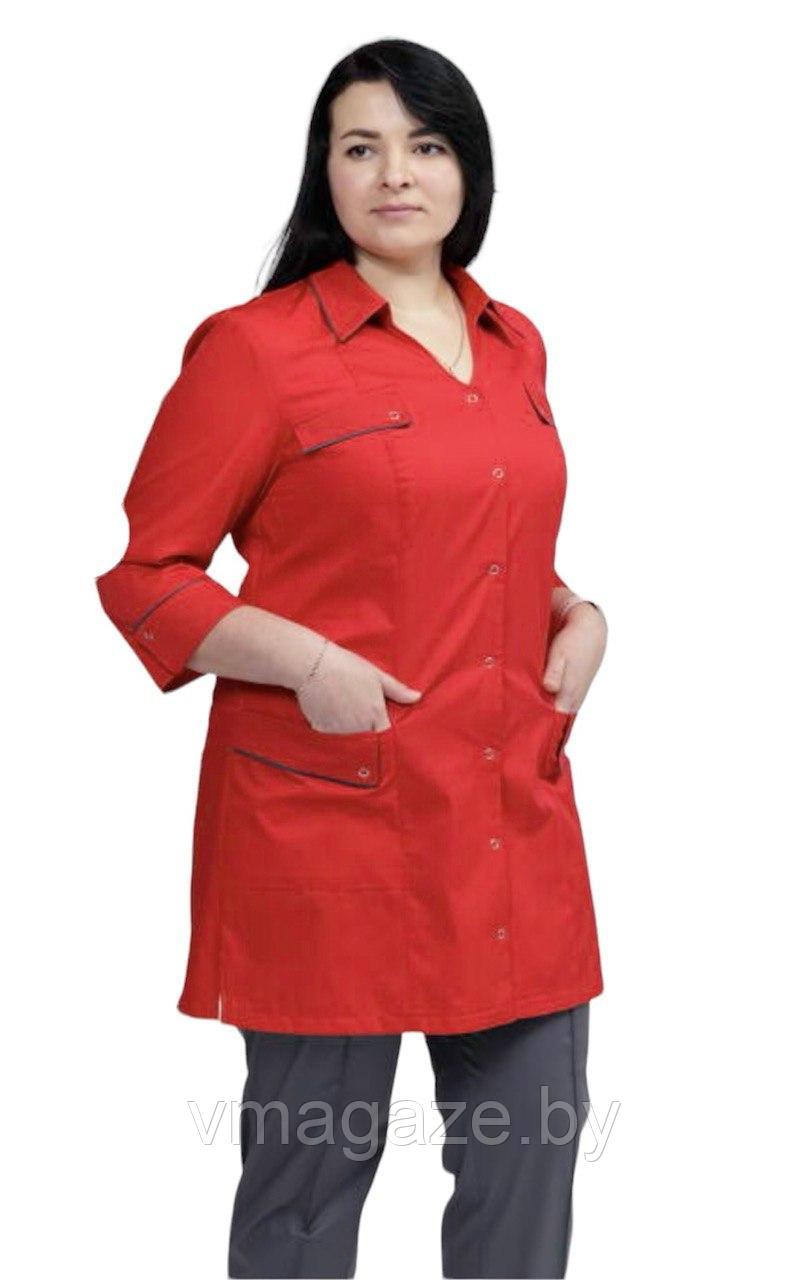 Костюм рабочий женский для персонала (отделка графит, цвет красный) - фото 5 - id-p204266139