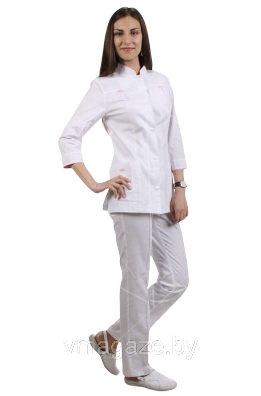 Медицинский костюм женский (цвет белый, с отделкой) - фото 4 - id-p176507487