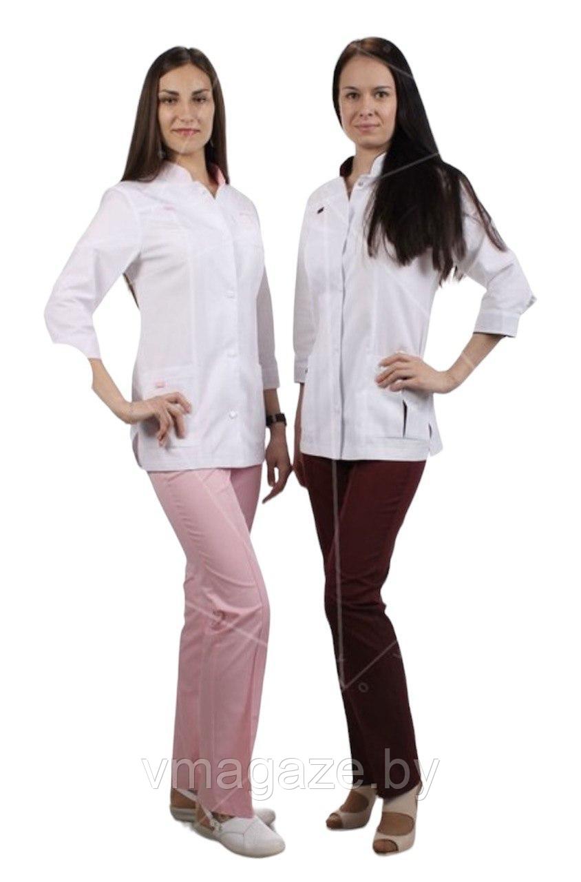 Медицинский костюм женский (цвет белый, с отделкой) - фото 2 - id-p176507487