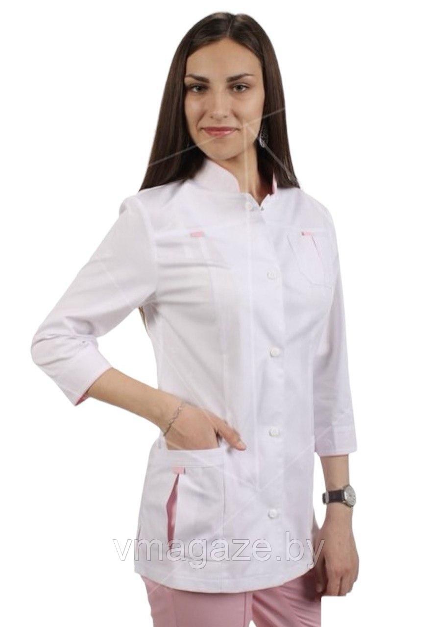 Медицинский костюм, женский (цвет белый, розовый) - фото 4 - id-p176507485