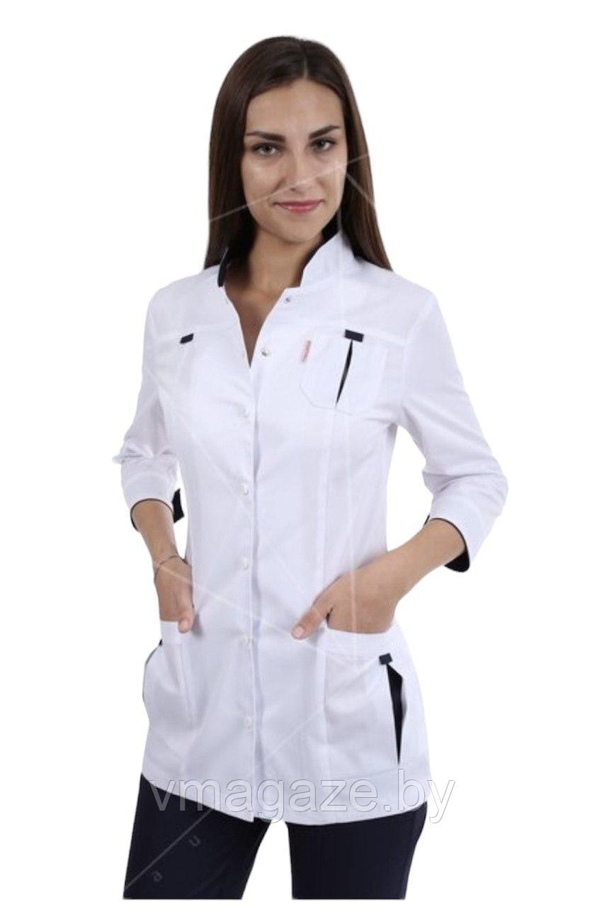 Медицинский костюм, женский (цвет белый, т-синий) - фото 4 - id-p176507488
