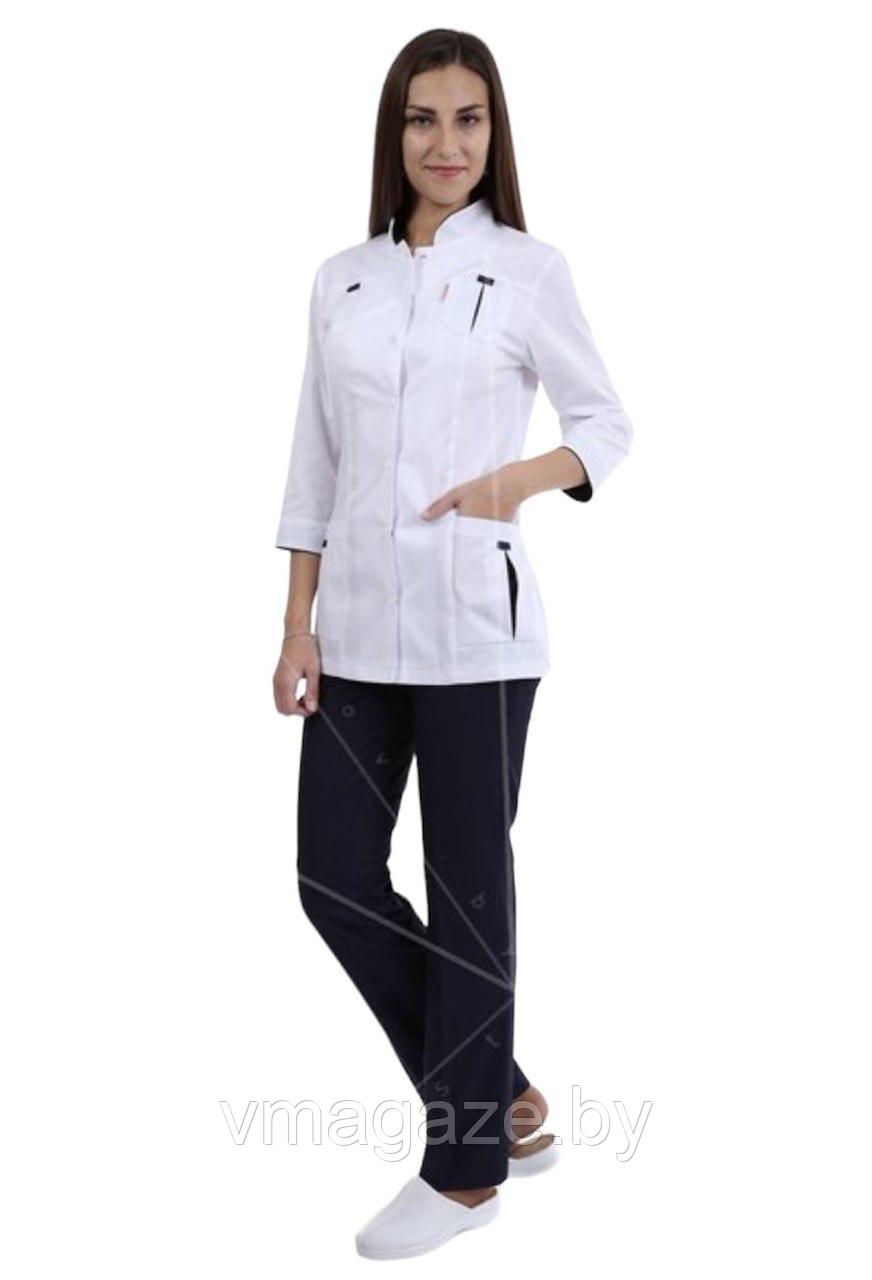 Медицинский костюм, женский (цвет белый, т-синий) - фото 5 - id-p176507488