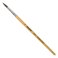 Кисть ПИФАГОР, ПОНИ, круглая, № 5, деревянная лакированная ручка, с колпачком