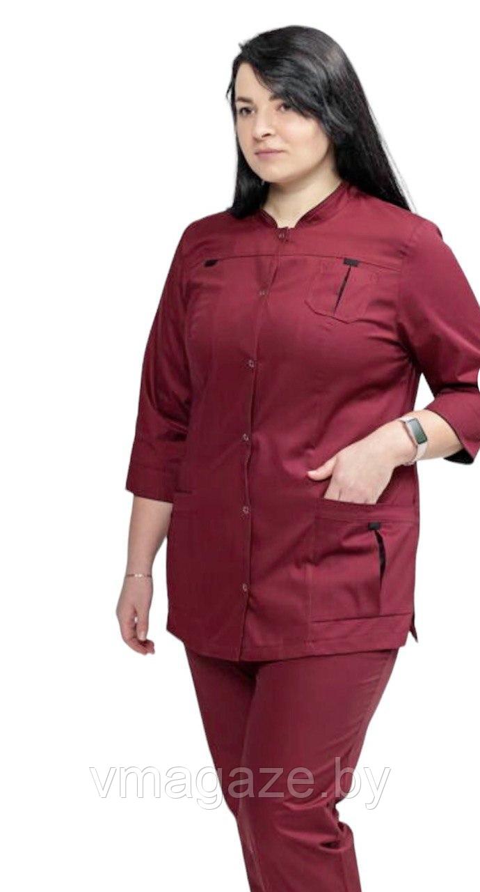Медицинский костюм, женский (цвет бордовый) - фото 2 - id-p176507481