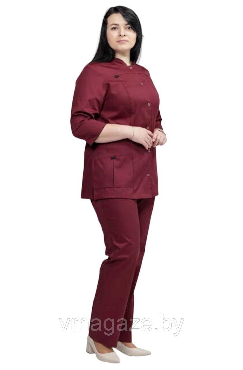 Медицинский костюм, женский (цвет бордовый) - фото 3 - id-p176507481