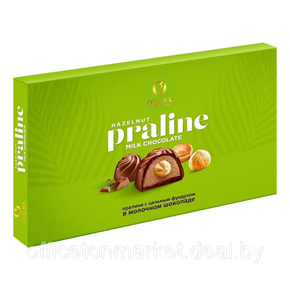 Конфеты шоколадные "O`Zera Praline Hazelnut", с ореховой начинкой и цельным фундуком, в молочном шоколаде, 190 - фото 1 - id-p227299373