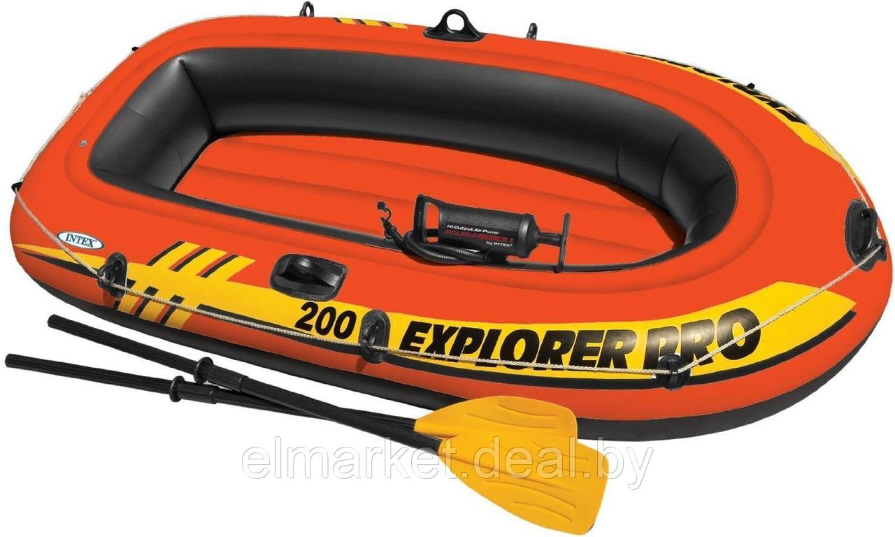 Надувная лодка Intex Explorer Pro 200+весла+насос, 6+ оранжевый - фото 1 - id-p227321359