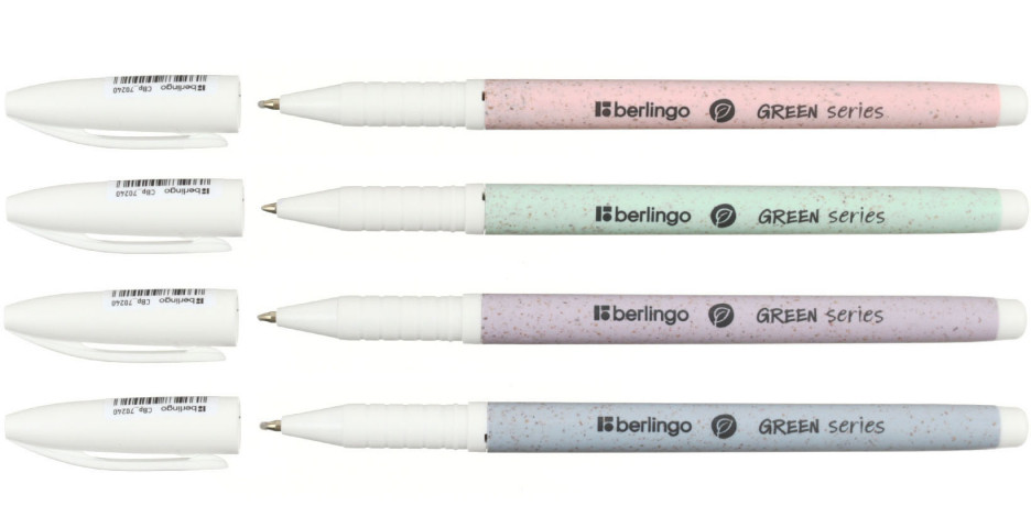Ручка шариковая одноразовая Berlingo Green Series корпус ассорти, стержень синий