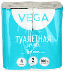 Бумага туалетная Vega «Эко» 4 рулона, ширина 90 мм, белая