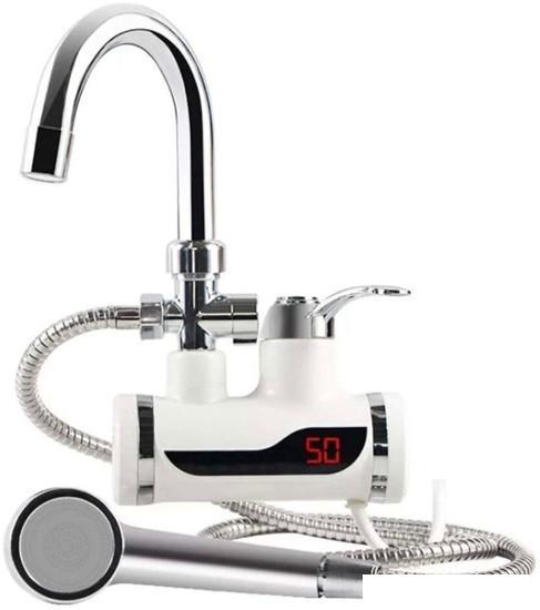 Проточный электрический водонагреватель кран+душ Saniteco WM-001-C2 с душем (белый) - фото 1 - id-p227203030