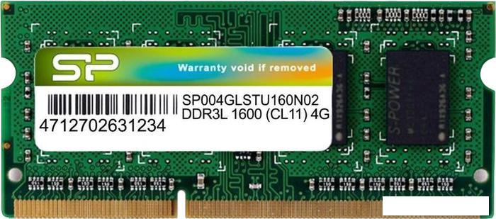 Оперативная память Silicon-Power 4GB DDR3 SO-DIMM PC3-12800 SP004GLSTU160N02