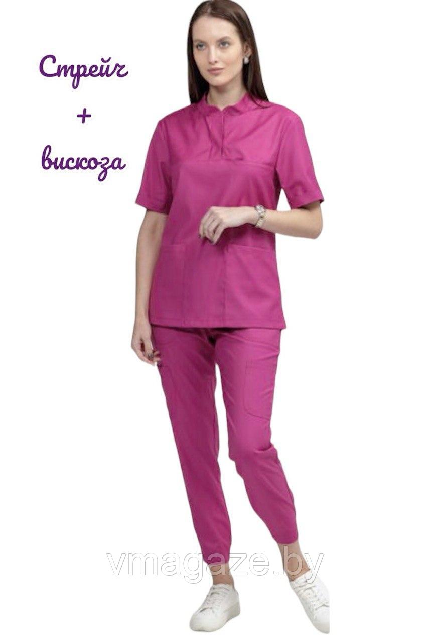 Медицинская женская блуза (цвет фуксия) - фото 1 - id-p227321955