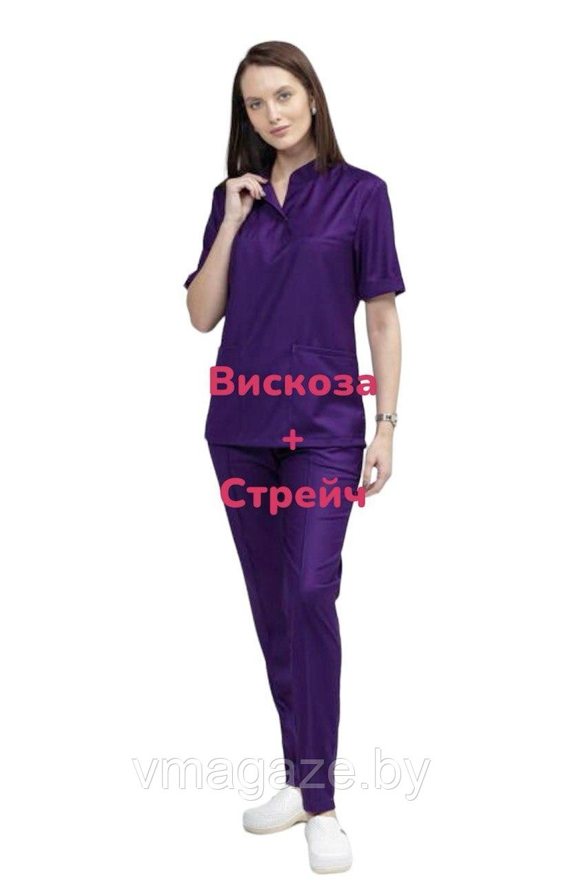 Медицинская женская блуза (цвет фиолетовый) - фото 1 - id-p227321960
