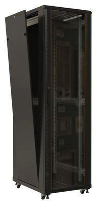 Шкаф серверный Hyperline TTB-4261-AS-RAL9004 напольный, стеклянная передняя дверь, 42U, 600x2055x1000 мм - фото 2 - id-p227300342
