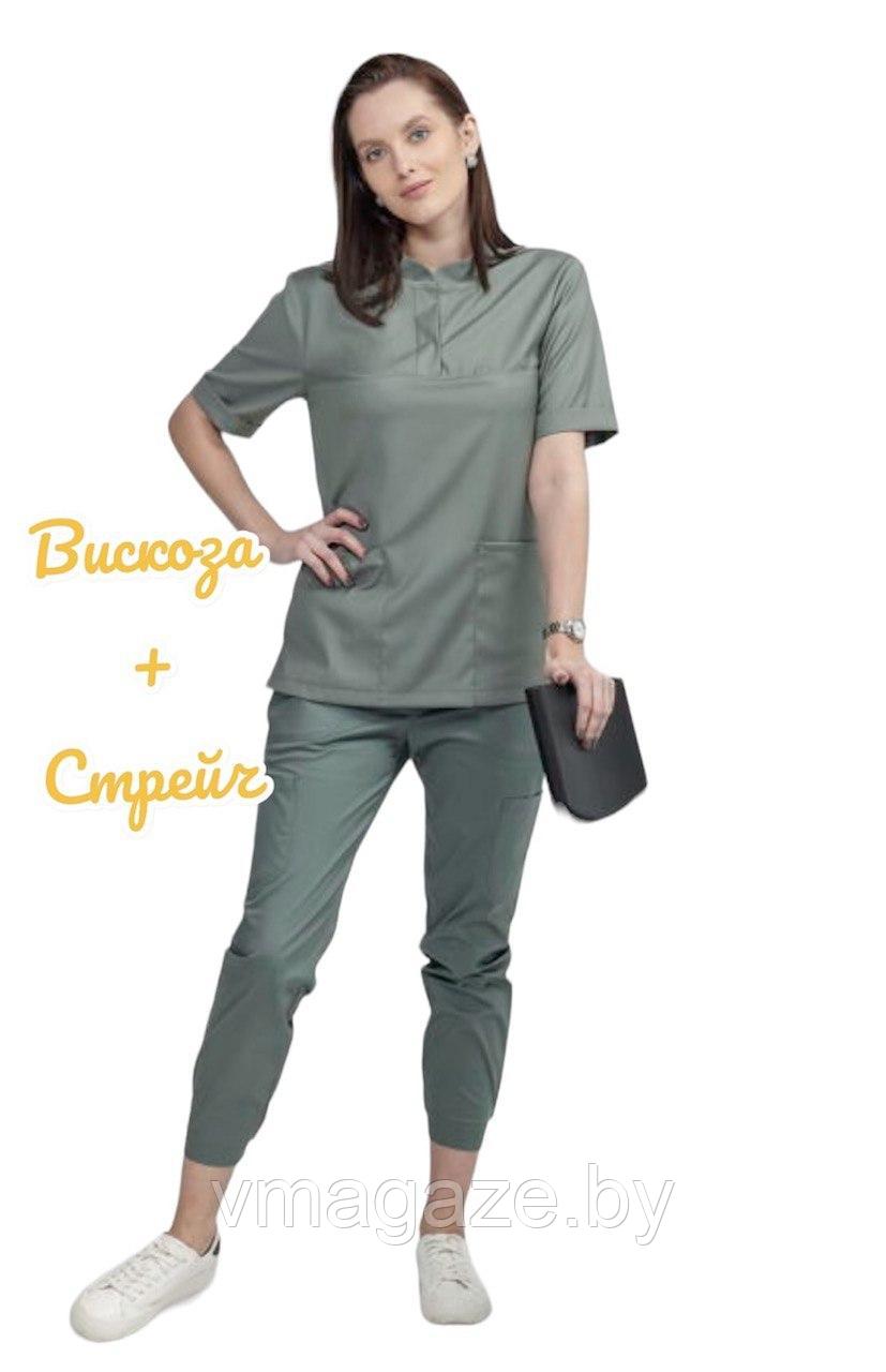 Медицинская женская блуза (цвет олива) - фото 1 - id-p227321961
