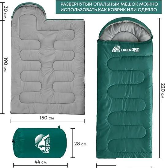 Спальный мешок RSP Outdoor Lager 450 R (220x75см, молния справа) - фото 7 - id-p226627410