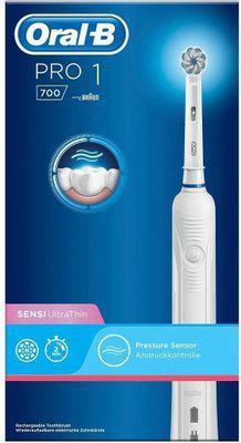 Электрическая зубная щетка Oral-B Pro 700 Sensi Clean насадки для щётки: 1шт, цвет:голубой и белый - фото 2 - id-p226680630