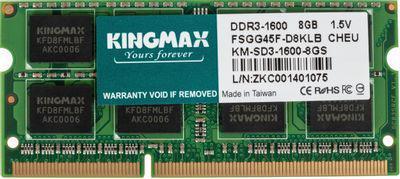 Оперативная память Kingmax KM-SD3-1600-8GS DDR3 - 1x 8ГБ 1600МГц, для ноутбуков (SO-DIMM), Ret - фото 1 - id-p226134217