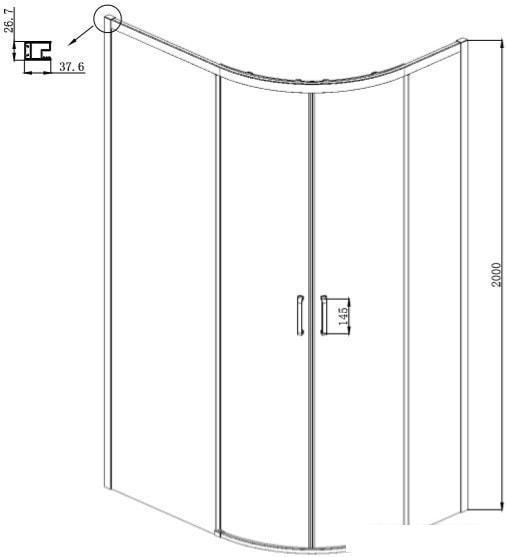 Полукруглое душевое ограждение с раздвижными дверями 11011103L, 120*80*200 см (прозрачное 6 мм стекло - фото 8 - id-p227246876